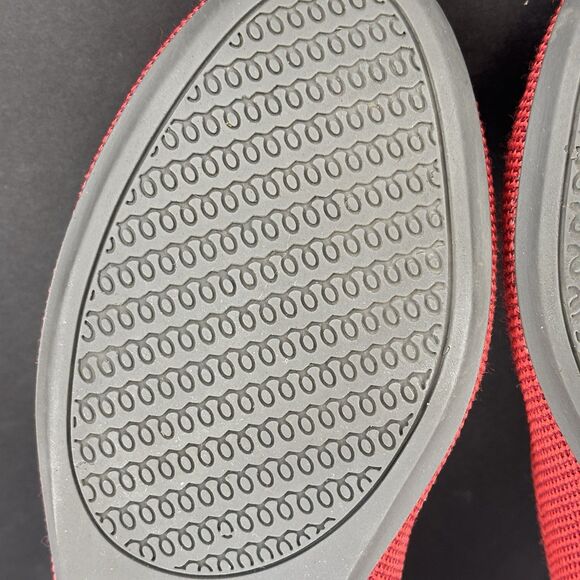 Rothys The Flat Loafer W6 Dark‎ Red Knit Halo Ballet Round Toe/Slip-On Blue Trim - Picture 12 of 16